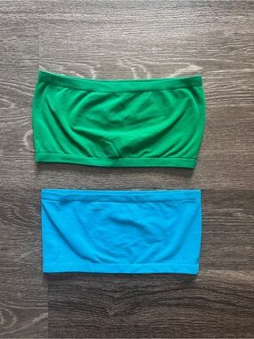 Green and Blue Sleeveless Tube Tops - Pack of 2